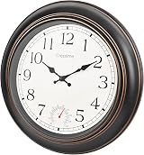 Crosstime 18 Inch Outdoor Clock with Thermometer Waterproof Bronze Garden Clock view 9