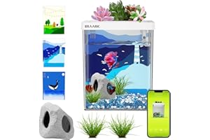 ERAARK Aquarium kit 1.5 Gallon Betta Fish Tank self Cleaning, Fish Tank with Filter LED Light, Decorations Hideaway Rock Cave, Water Pump,Fish Bowl