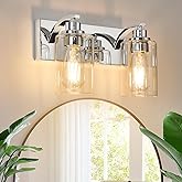 ALAISLYC 2-Light Bathroom Light Fixtures Modern Chrome Vanity Lights for Bathroom Lighting Fixtures Over Mirror with Clear Gl