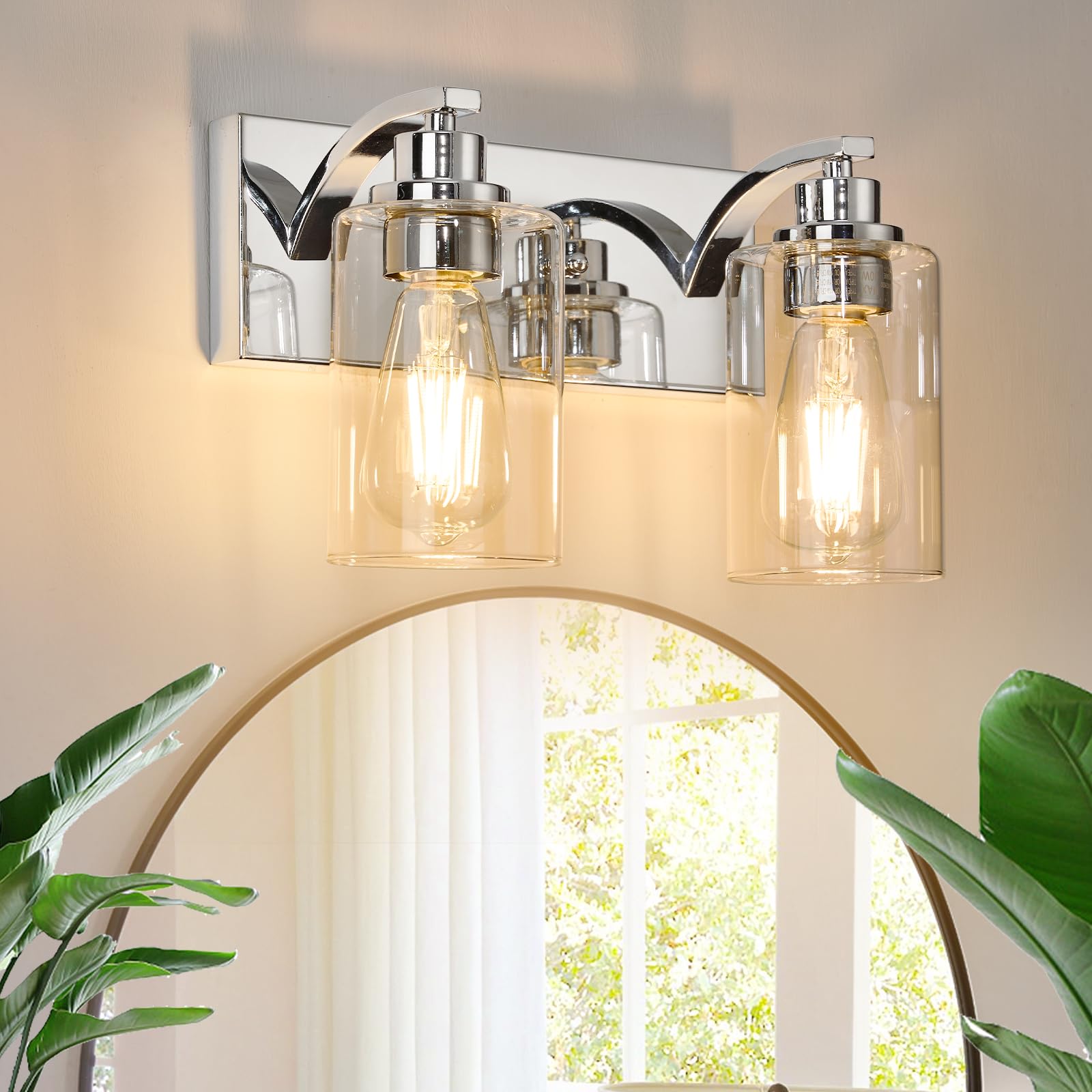 Photo 1 of ALAISLYC 2-Light Bathroom Light Fixtures Modern Chrome Vanity Lights for Bathroom Lighting Fixtures Over Mirror with Clear Glass Shade for Cabinet Mirror Bedroom Hallway