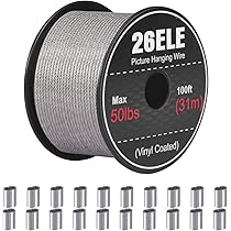 Uxcell 6pcs Picture Hanging Wire Kit, 1m X 1.5mm Heavy Duty Picture