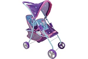 509 Crew Mermaid Twin Doll Stroller - Kids Pretend Play, Retractable Canopy, Easy to Fold for Storage & Travel, 2 Seats, Fits Dolls up to 18'', Ages 3+