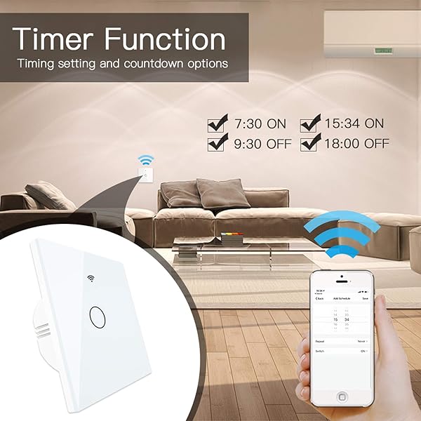 Alexa Smart Lichtschalter mit Relais RF WiFi Touch Funk Wandschalter Kein Neutralleiter Erforderlich Kompatibel mit AlexaGoogle AssistantSmartphone123 Gang 2 Way Wei