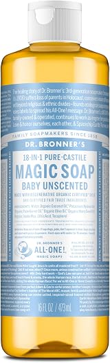 Dr. Bronner's Baby Unscented Castile Liquid Soap 473ml Organic Oils