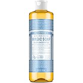 Dr. Bronner's Baby Unscented Pure-Castile Liquid Soap, No Fragrance, 16 oz | Body Wash, Gentle on Sensitive Skin, 18-in-1 Uses: Hands, Face, Hair, Laundry, Pets &amp; More - Fair Trade &amp; Organic Ingredients