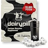 DairyPill Lactase Enzyme 18,000 FCCs per Pill, 30 Count, Solution for Lactose Intolerance, Portable, Easy to Swallow, Preservative and Gluten Free, American Made, Non GMO