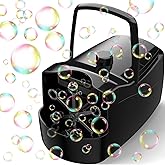 Bubble Machine, Automatic Bubble Blower Maker for Kids or Parties (Black) | High-Output 18,000 Bubbles Per Min, 2 Output Levels, Battery Operated or Plug in, for Outdoor/Indoor Party or Wedding Event