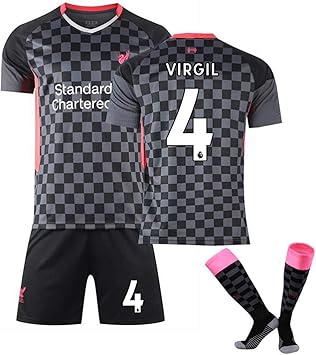Amazon 子供大人用 リバプールジャージー とソックス フットボールのユニフォーム 上下セット アウェイゲーム スタジアムジャージー 4番 サッカー チームユニフォーム レプリカ ユニフォーム スポーツフットボールスーツ ユニセックス 黒 Jlfsdb ユニフォーム