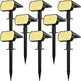Fratink Solar Spot Lights Outdoor 8 Pack, IP65 Waterproof Solar Landscape Spotlights with 65 LEDs, 3 Lighting Modes Solar Garden Lights for Yard Pathway House Driveway (Warm White)