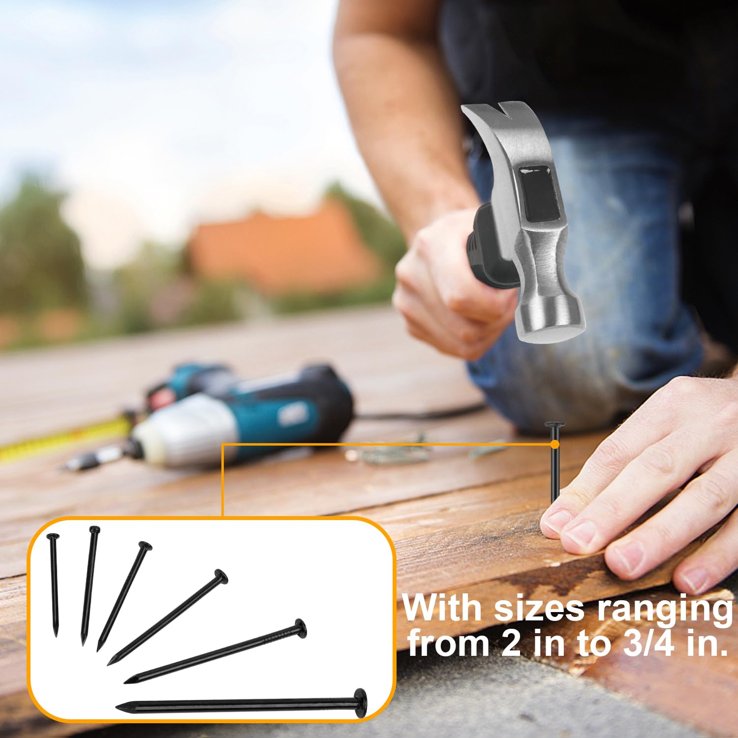 KURUI Hardware Nails for Hanging Pictures Assorted Kit,700pc Black Picture Hangers for Photo Frame Art Canvas, 6 Sizes Small Finish Nails Assortment Kit,640 Frame Nails and 60 Wall Finishing Nails - Image 5