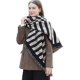 Wander Agio Diagonal Checkered Scarf Winter Shawl Thick Cashmere-Like Soft Wrap Warm Scarves Womens Plaid Shawls