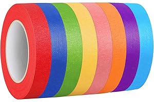 BFHKXW Lot de 8 rouleaux de ruban de masquage coloré de 2,5 cm de large – 400 m x 2,5 cm – Ruban de peintre aux couleurs arc-