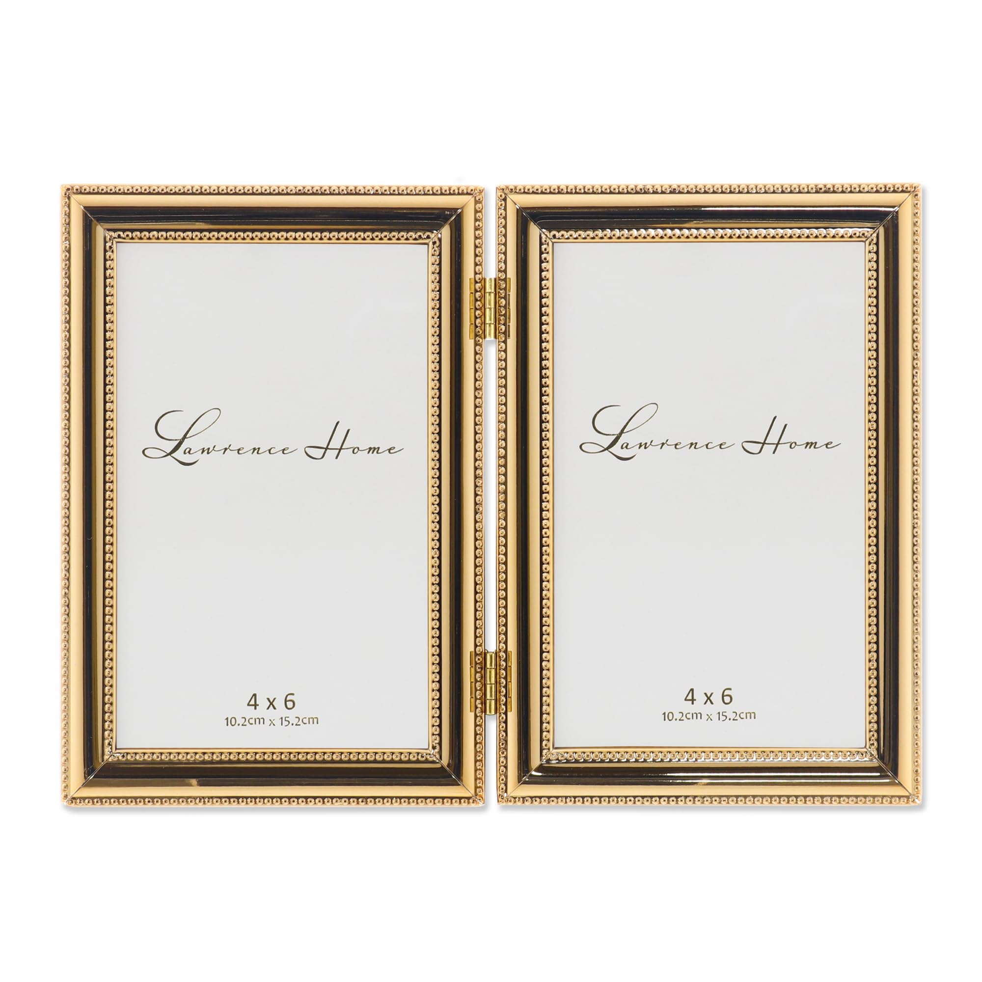 Lawrence Frames Classic Bead Frame, 4x6 Double, Gold
