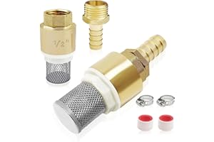 Check Valves 1/2Inch Brass Foot Valves with Hose Connection Backflow Prevention Brass Check Valves Filter Bottom Valves Check