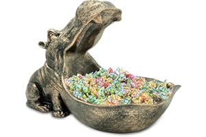 aboxoo Hippo Statue Home Resin Hippopotamus Figurine Sculpture Table Art Decoration Sundries Key Container Storage Box (Copper)