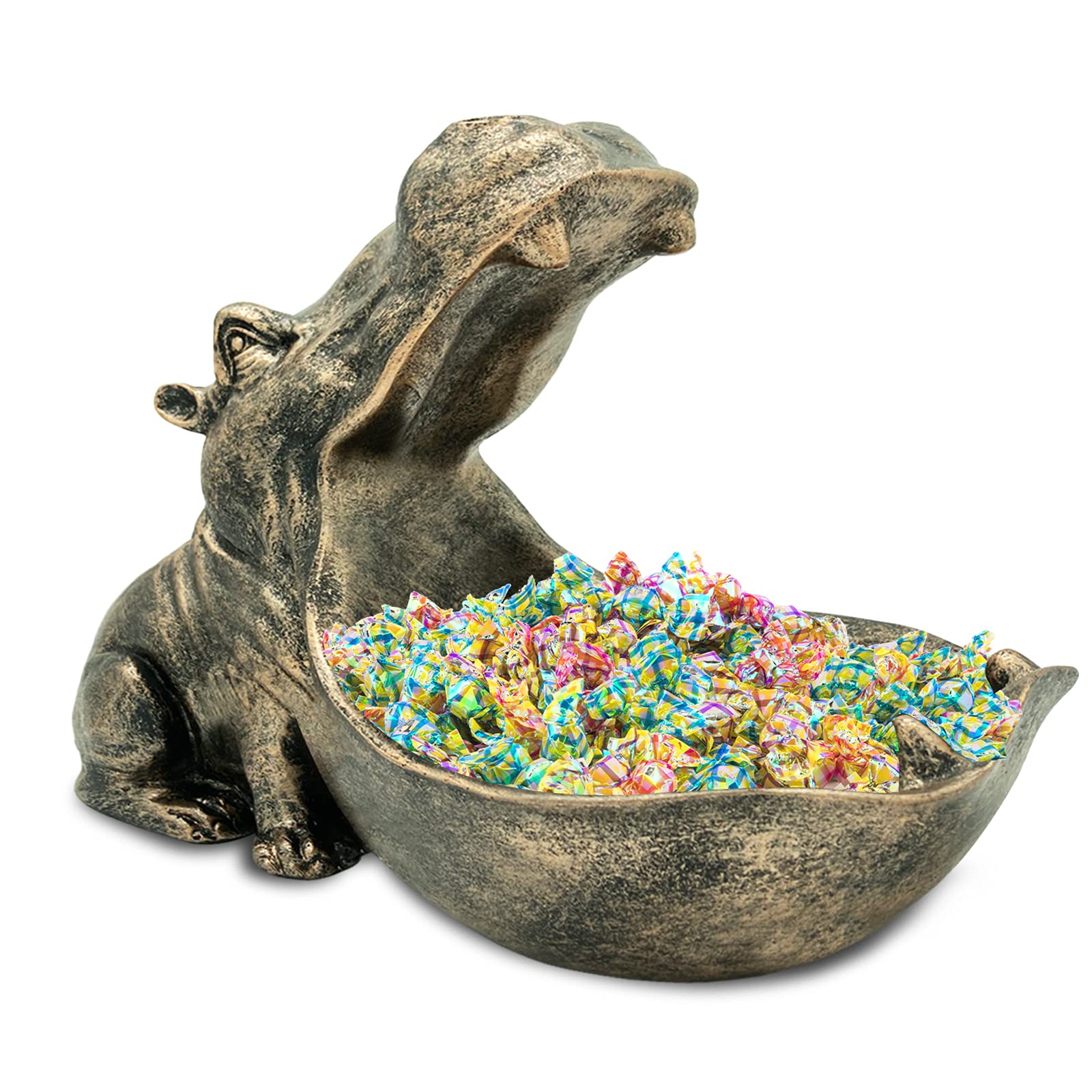 Photo 1 of aboxoo Hippo Statue Home Resin Hippopotamus Figurine Sculpture Table Art Decoration Sundries Key Container Storage Box (Copper)