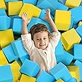 TAYUQEE Foam Pit Cubes, 24 PCS 5 Inches Gymnastics Foam Blocks Trampoline Blocks, Multi-Sport Protective Padding for Freerunning, Trampoline, Parkour, Skate Parks & BMX - Blue & Yellow