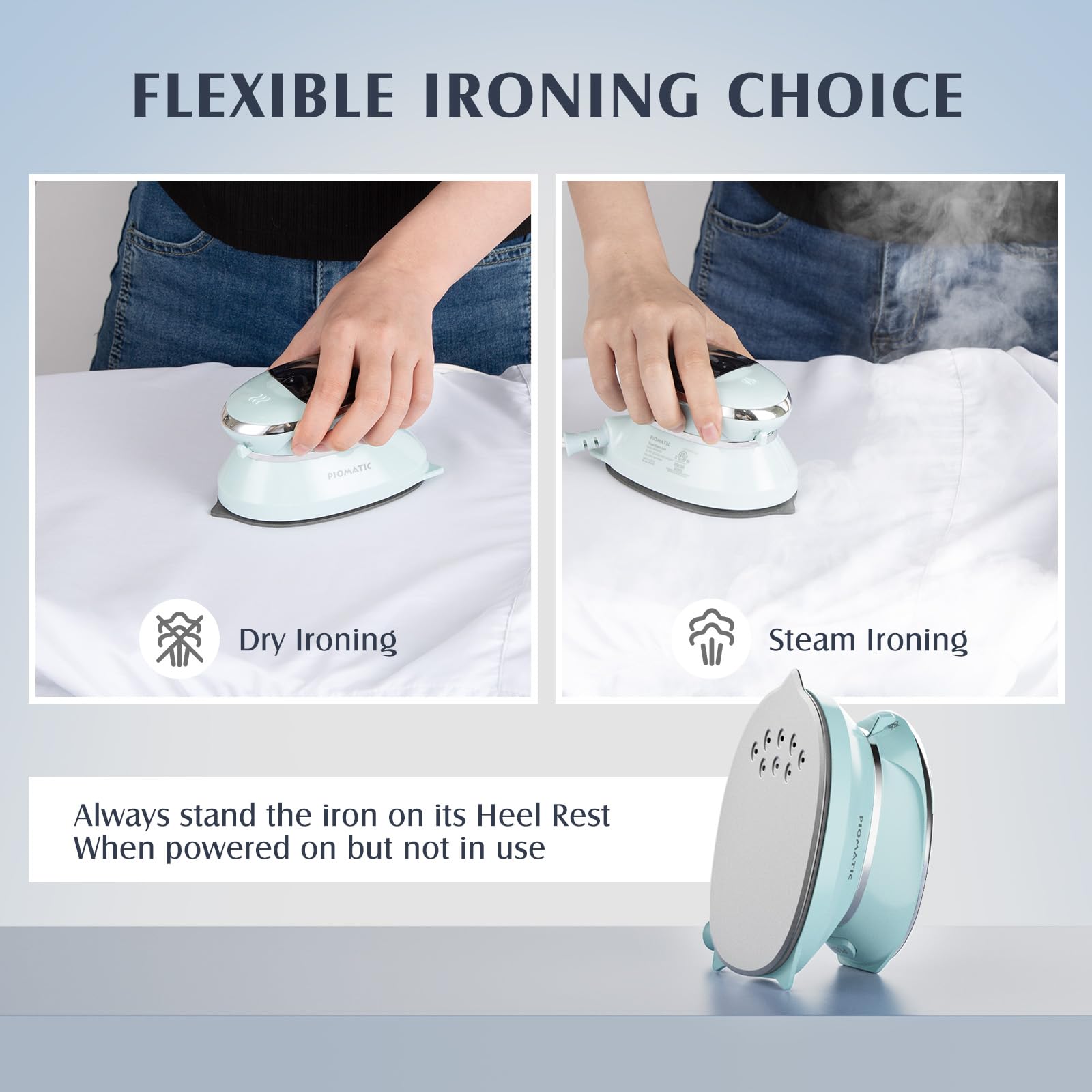 Travel Iron Mini with Steam for Clothes with Dual Voltage, Portable Mini Ironing Machine with Non-Stick Soleplate, Small Iron for Sewing, Quilting and Handcraft