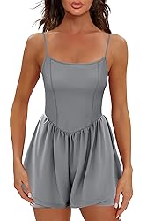 Ekouaer Womens Summer Sleeveless Workout Rompers