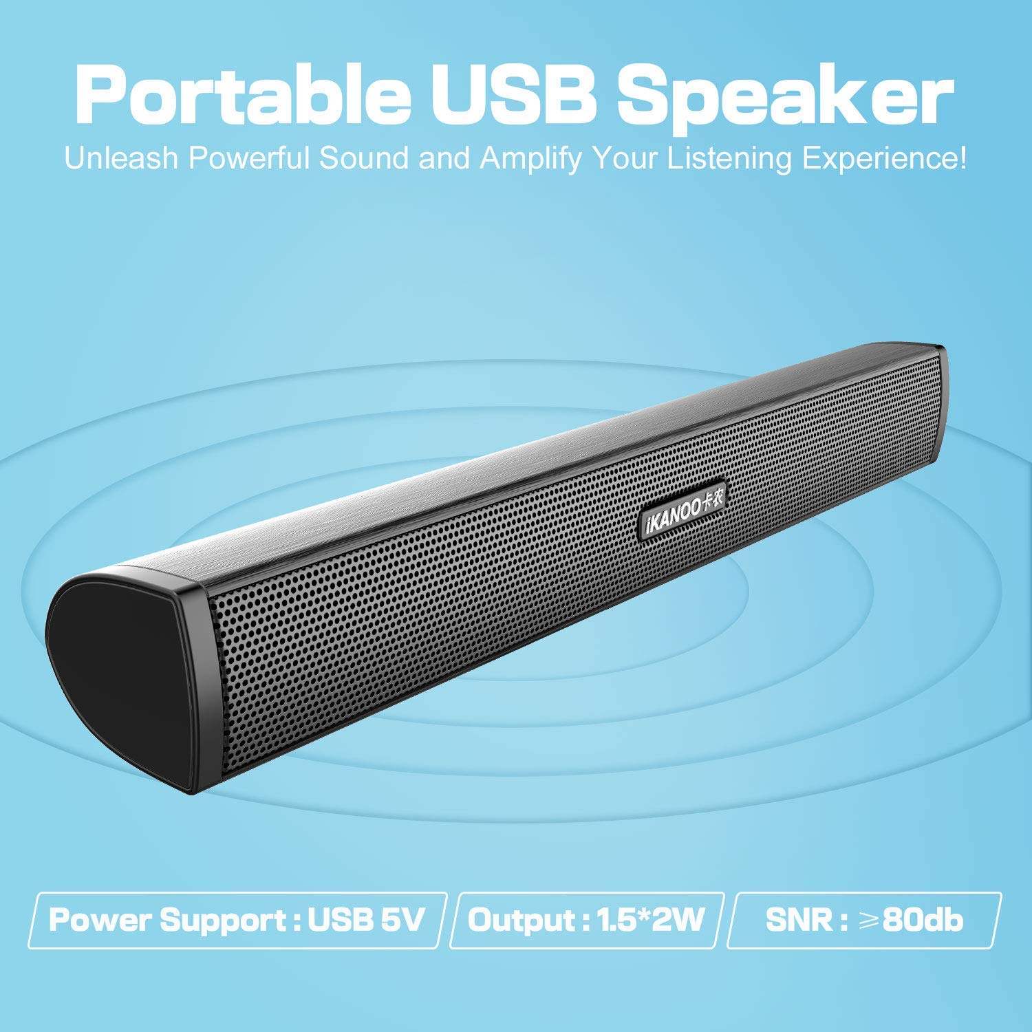Portable USB Speaker,Mini USB Powered External Clip-On Sound Bar for Laptop,Notebook,Ultrabook,Windows PCs,Computer or Stands On Desktop-Gaming Speakers and Music Sound Box(Black,7.8\
