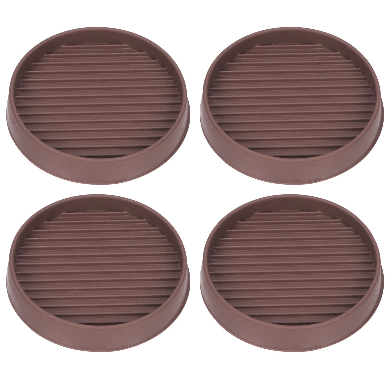 Tanstic 4Pcs 2x2 Round Rubber Caster Cups Round Non Slip Furniture Pads Round Rubber Furniture Coasters Anti Slip Floor Protector for Couch Table Bed(Brown)