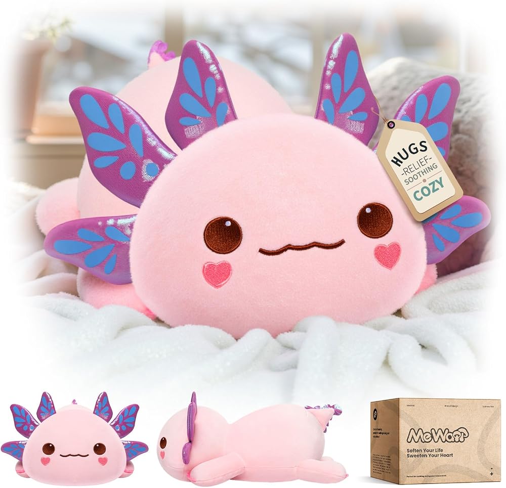 Mewaii Cute Axolotl Plush Pillow 13 Inch Pink Kawaii Stuffed Animal
