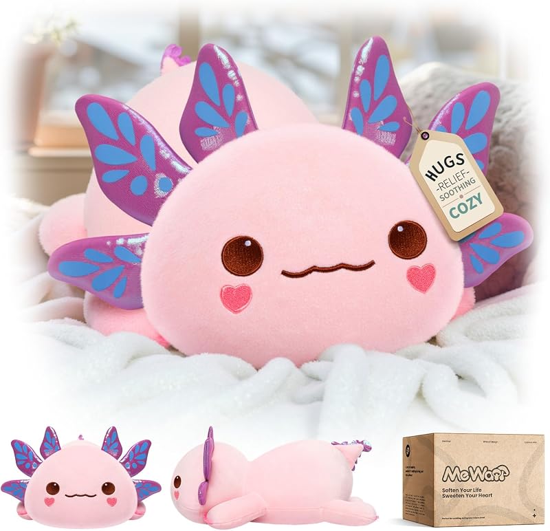 Mewaii Cute Axolotl Plush Pillow 13 Inch Pink Kawaii Stuffed Animal