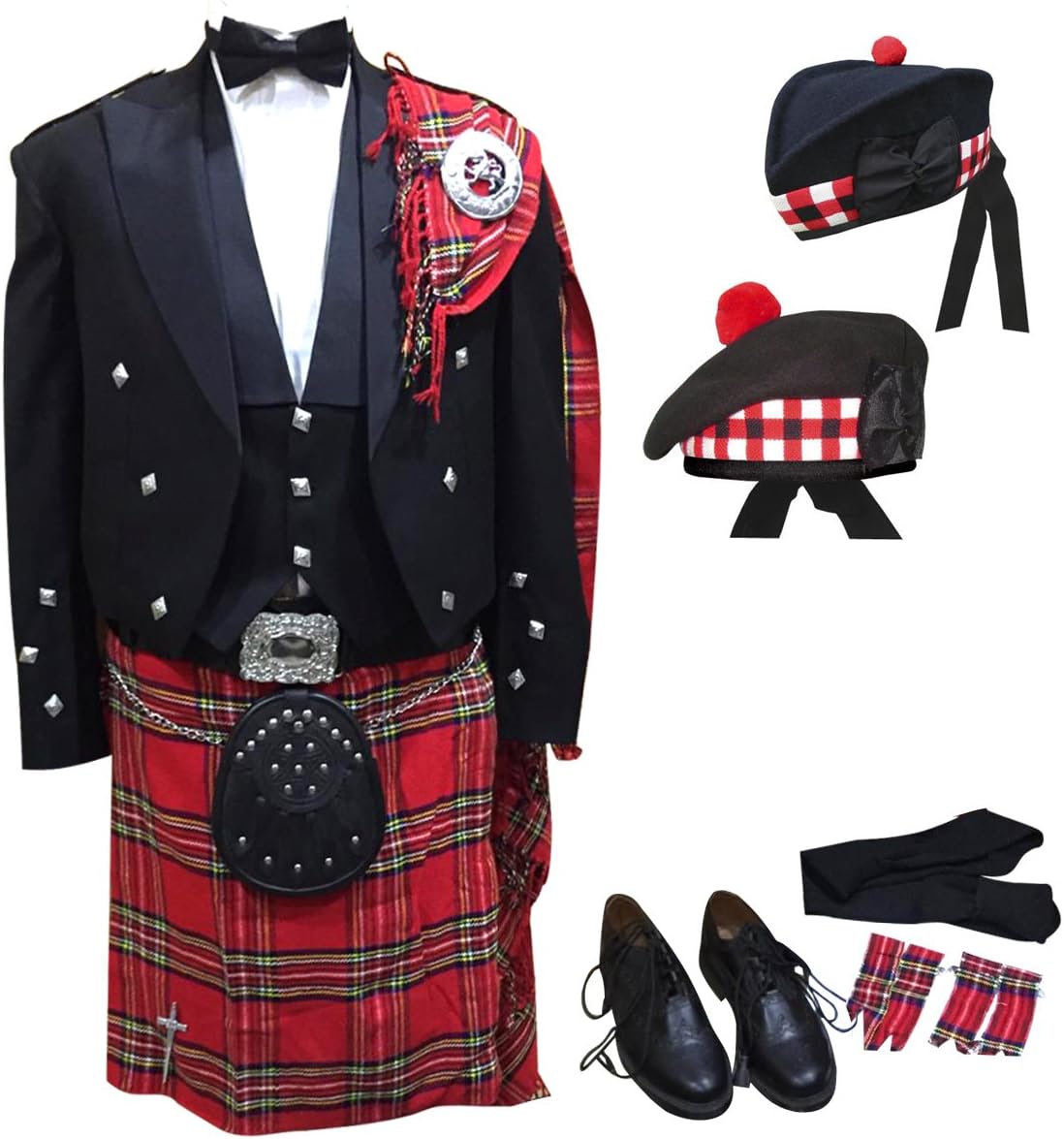 DanyMusic 21 Pcs Set of Prince Charlie Jacket, Vest, Kilt, Shirt etc Outfit