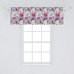 Ambesonne Floral Window Valance, Colorful