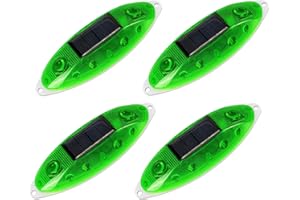 Aolyty Solar Strobe Warning Light Outdoor, Bright Solar Safety Flashing Light 4 Pack Road Signs IP54 Waterproof for Construction Site, Traffic, Dock, Marine, Stop Sign (Green)