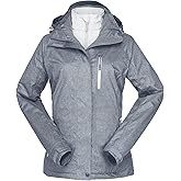 33,000ft Women's 3 in 1 Hooded Waterproof Coat Winter Ski Hiking Rain Jacket Softshell Fleece Lined Raincoat Windbreaker