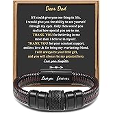 𝐆𝐢𝐟𝐭 𝐟𝐨𝐫 𝐌𝐞𝐧 Braided 𝐋𝐞𝐚𝐭𝐡𝐞𝐫 𝐁𝐫𝐚𝐜𝐞𝐥𝐞𝐭 for Men Dad Husband Boyfriend Son Grandson Brother Stainless Steel Clasp Engraved with Love You Forever Jewelry Birthday Gift 7.5 8.5 9 Inch