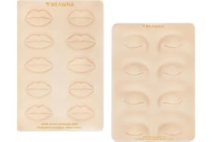 BRAWNA - 3D PMU Practice Skin for Eybrow Tattoo, Lip Blush and Eyeliner - PMU Supplies - Microblading Kit - 2 Pcs