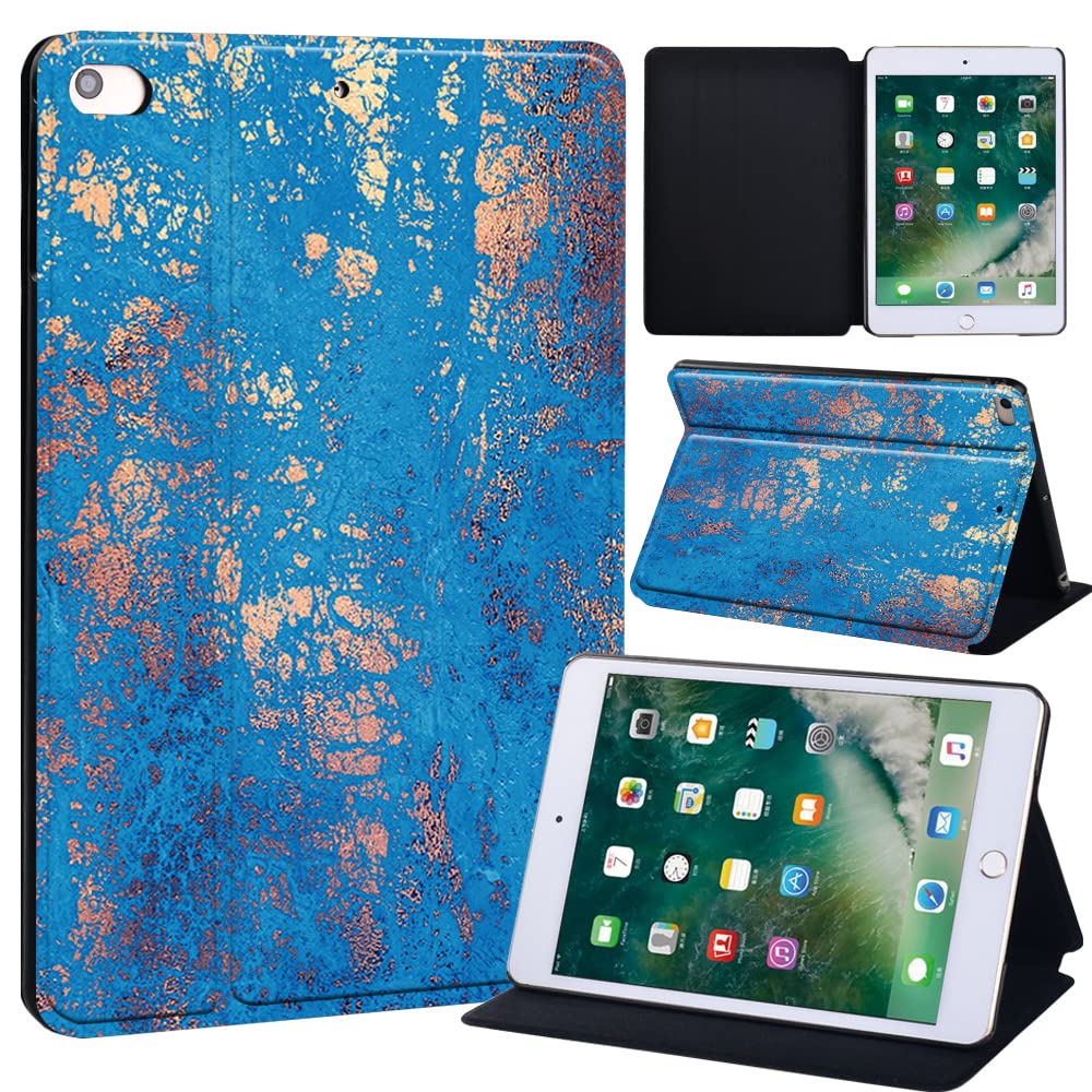 Background Printed FINDING CASE Fit Apple iPad Mini 4/5 Tablet - Printed PU Flip Leather Smart Lightweight Shell Stand Cover Case for iPad Mini 4 Mini 5 (blue gold texture)
