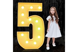 YOSWPP 4FT Large Marquee Light Up Letters Numbers Giant Mosaic Balloon Frame,Wedding Backdrop Decoration Anniversary Decoration Foam Board (5, 4FT)
