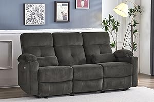 Consofa Power Reclining Sofa with Heat and Massage, 80'' Wall-Hugger Double Reclining Sofa, Electric Power Double Reclining Sofa with USB Ports, Cup Holders, Recliner Sofa 3 Seater for Living Room