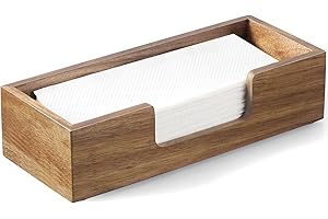CMLKLZD Paper Towel Dispenser Countertop, Acacia Wood Folded Paper Hand Towel Holder for Guest Bathroom, Commercial Tabletop Tissue Dispenser Tray for Multifold C-Fold, Z-Fold, Trifold