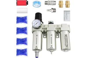 1/2" NPT Industrial Grade 3 Stage Air Dryer for Compressor, Auto Drain Air Compressor Water Separator System Filter Oil for P