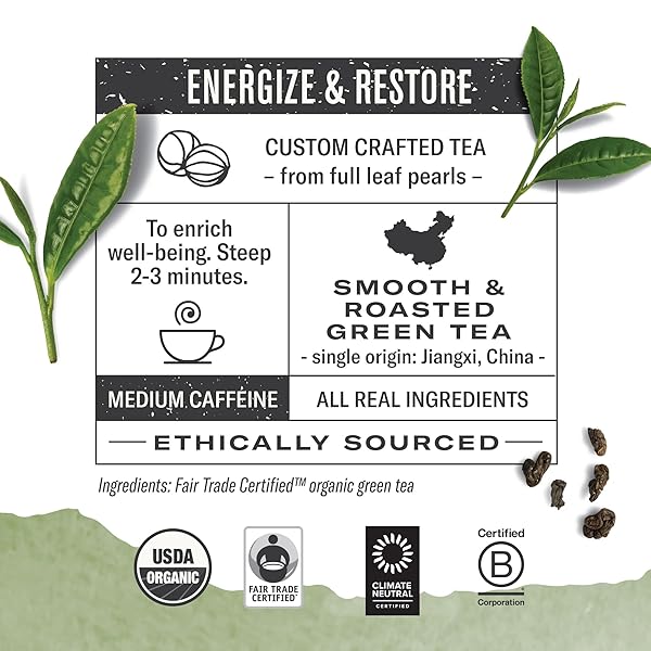 NUMI ORGANIC GUNPOWDER GREEN TEA – 18 GREEN TEA BAGS – MICROPLASTIC FREE