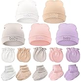 BQUBO Newborn Baby Hat Mittens Socks Set Infant Cotton Beanie Gloves Thick Warm Socks for 0-6 Months Boys Girls