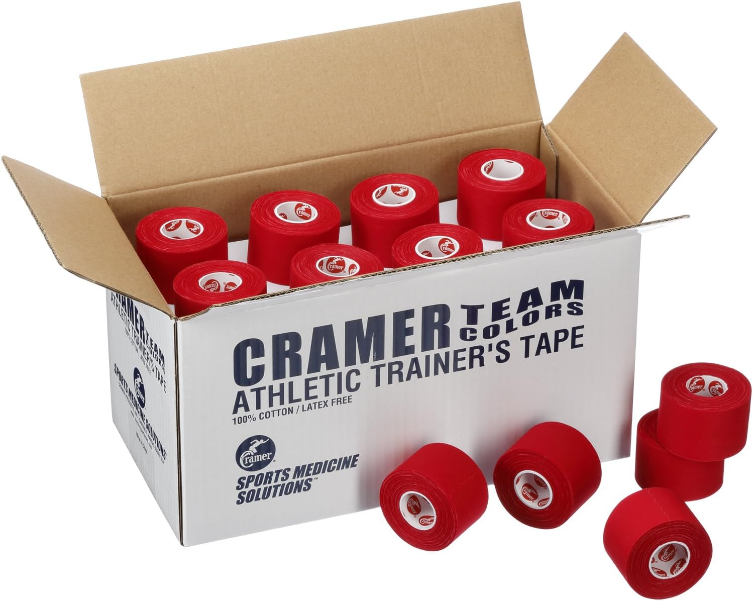 Cramer Team Color Athletic Tape, Red, For Ankle, Wrist, and Injury Taping, Helps Protect and Prevent Injuries, Promotes Faster Healing, Athletic Training First Aid Supplies, 1.5", Bulk 32 Roll Case: Sports & Outdoors