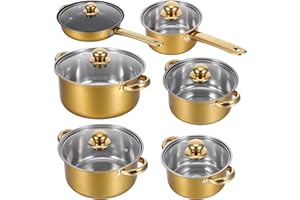 CALLARON Stainless Steel Cookware Set, 6 Piece Pots and Pans Set, Nonstick Cooking Utensils, Stockpots & Saucepans with Lids,