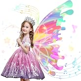 Diakud Light Up Butterfly Fairy Wings for Girls Gifts Birthday Presents | Kids Toys Gifts for 4 5 6 7 8 Year Old Girls Christmas Halloween Princess Dress Up Party Costume for Girl Birthday Gift Ideas