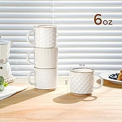 GBHOME 6OZ Stackable Coffee Mugs, Ceramic Coffee