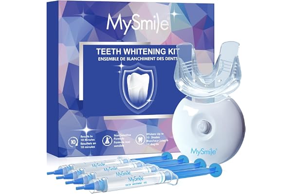 MySmile Teeth Whitening Kit with Whitening Light - 4Pcs Non-Sensitive Enamel Safe Teeth Whitening Gel,10 Min Fast-Result Home