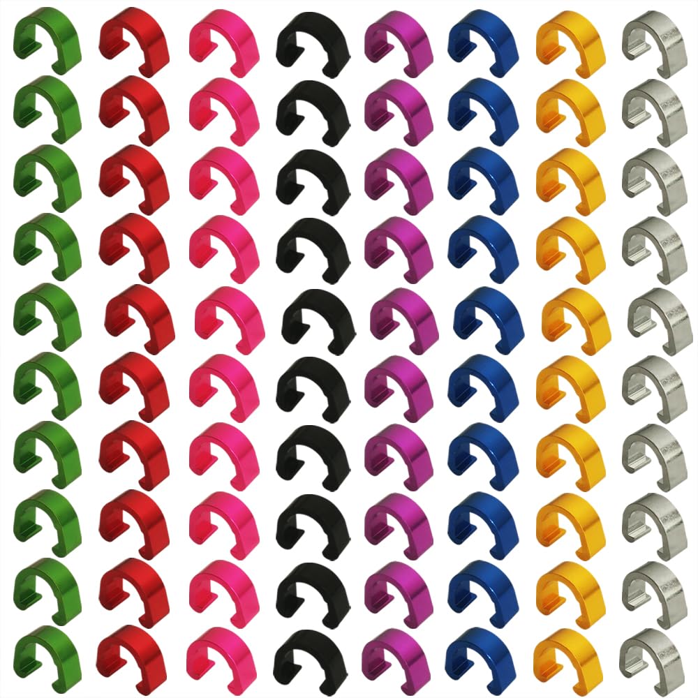 Pirhosigma 10 pcs of Each 8 Colors C-Clips Clamps Aluminum Alloy Metal U-Clips Buckle MTB BMX Mountain Bike Bicycles Brake Cable derailleur Shifter Cable Guides Gear Cable Housing Hose (80 pcs)