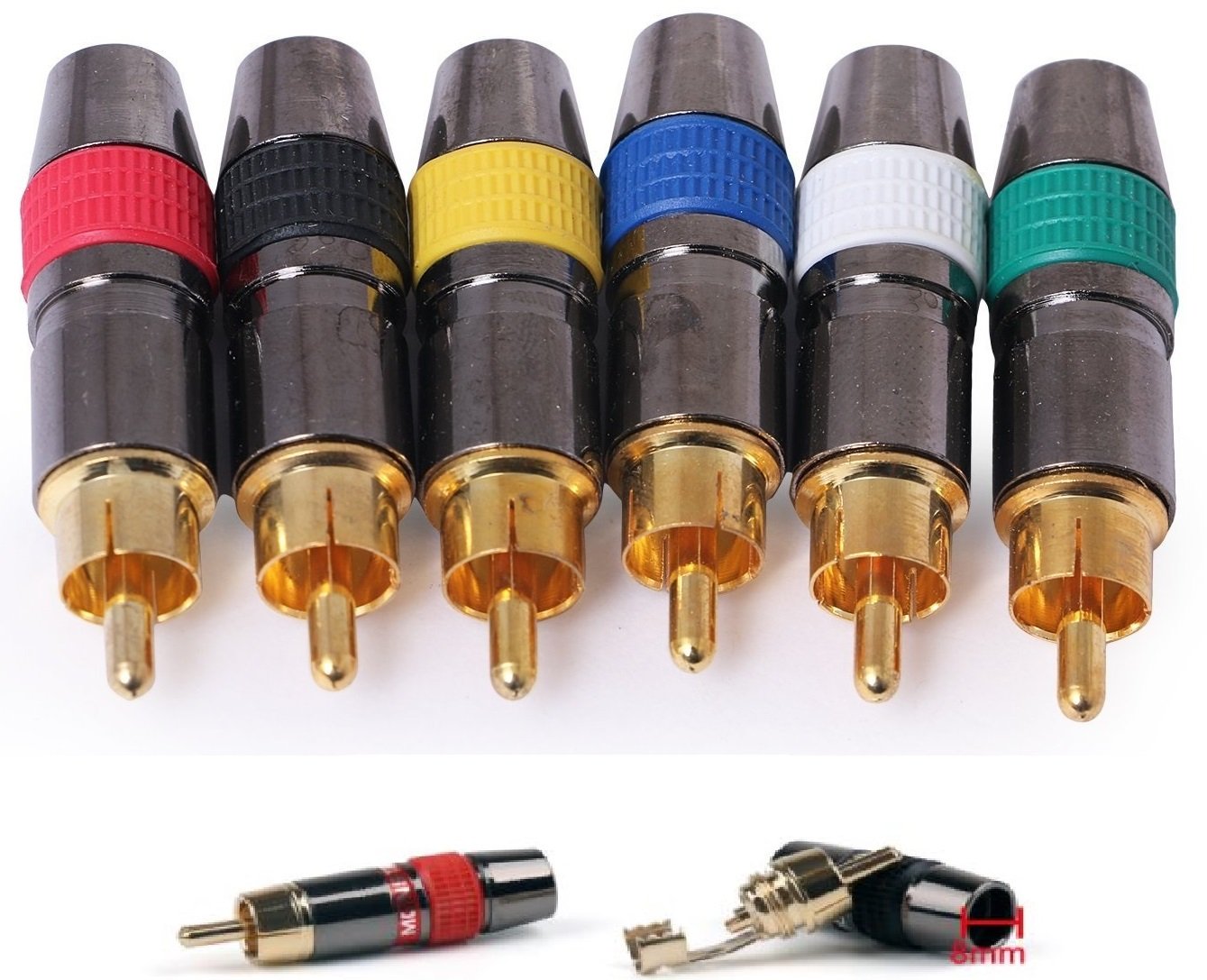 Buy PagKis Set of 6 Metal Solderless RCA Male Connectors with Screw