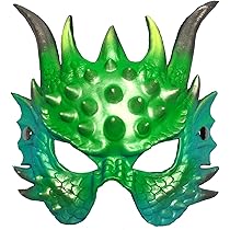 Masque Dragon Adulte, Plein Visage Vert Pp Cosplay Masque Dragon