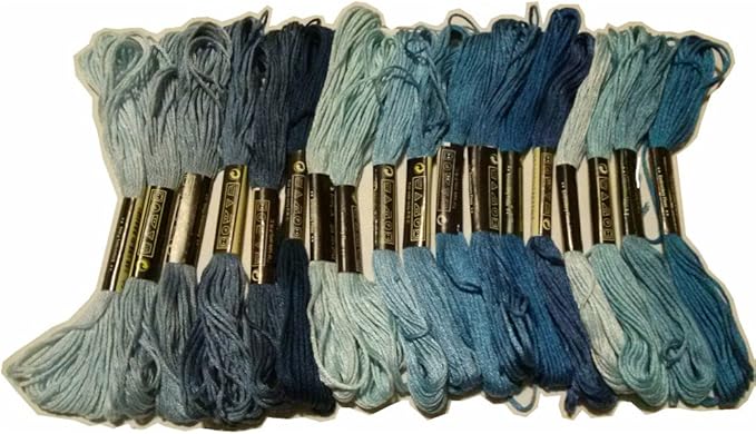 Amazon にゃんころ堂 綿 25番刺繍糸 Dmcと同じ色番号 青16色２０本dセット クロスステッチ ミサンガ等に最適 青ｄ 並行輸入品 刺しゅう糸 通販