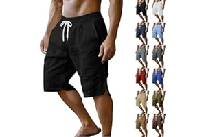 takaeys Mens Shorts Casual Summer Linen Pants Outdoor Lightweight Solid Comfy Shorts Breathable Cozy Beach Active Shorts